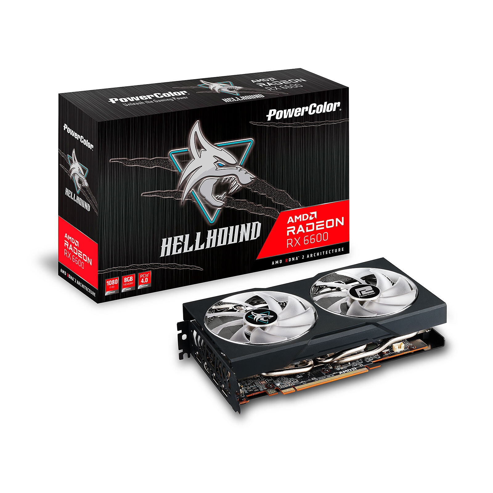 Carte Graphique POWERCOLOR HELLHOUND RADEON RX 6600 – 8 Go GDDR6 (Dual Fan)